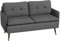 HOMCOM Canapé 2 Places Design scandinave Tissu Effet Lin Gris foncé avec Passepoil 139 x 68 x 80 cm