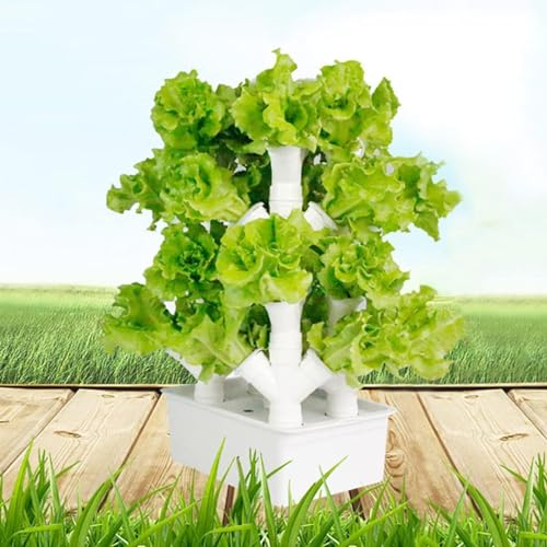 ExoticaBlend Hydrokultur-Turm-Anbausystem, Garten-Hydrokultur-Anbausystem, Vertikaler Turm, Gemüsepflanzenturm, Geschenk für Gartenliebhaber – Selbst Angebauter Salat, Kräuter,2columns