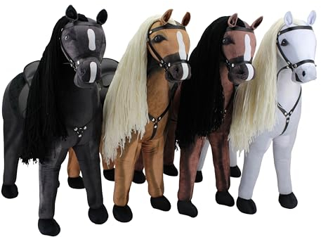 Haasenstrauch Sweety Toys Stehpferd zum Reiten- Plüschpferd Reittier Keine Montage erforderlich (Hellbraun)