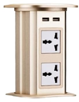Pop-Up-Steckdose, eingebettete Küchentisch-Steckdosenleiste, elektrisches kabelloses Laden, wasserdichte, unsichtbare Steckdosenleiste,Gold-Basic-model