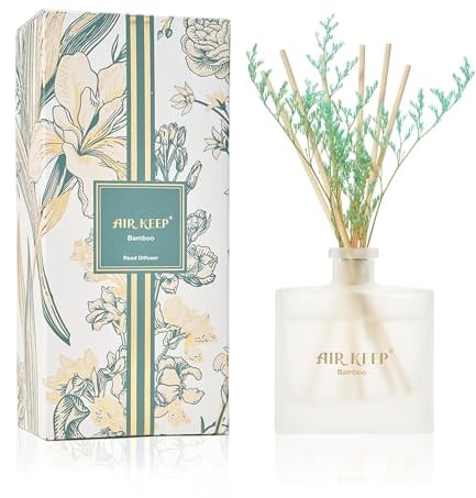 Airkeep Profumatore per Ambienti BAMBOO 170ml, Diffusore Profumo Ambiente Deodorante Ambiente Con 8 Bastoncini di Fragranza, Diffusore Di Fragranze per Bagno, Appartamento, Decorazione Della Casa
