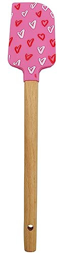 Silikonspatel mit Herz-Kuchen-Motiv, Holzgriff, Buttergebäck, Schaber, Küche, Schokolade, Butter, Backmischer, Herzmuster, Silikon-Spatel