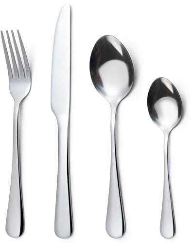 Cutlery Set for 8 People,32 Piece Forks Knives and Spoons Set,Stainless Steel Silver Flatware Set,Mixed Cutlery Sets,Knife and Fork Sets,Dishwasher Safe,Easy Clean,Mirror Polished