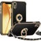 Miss Arts für iPhone XR Hülle mit Band, Ring Ständer Handykette Handyhülle Frauen Mädchen Dünn Stoßfeste Schutzhülle für iPhone XR Case Schwarz