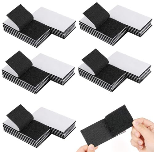 JNGTKL 50 Pcs Double Sided Sticky Pads, Super Sticky Without Trace No Nails Sticky Pads, Extra Strong Sticky Pads Used for Window Screen Curtain Fixing, Picture Hanging on Walls (Black)