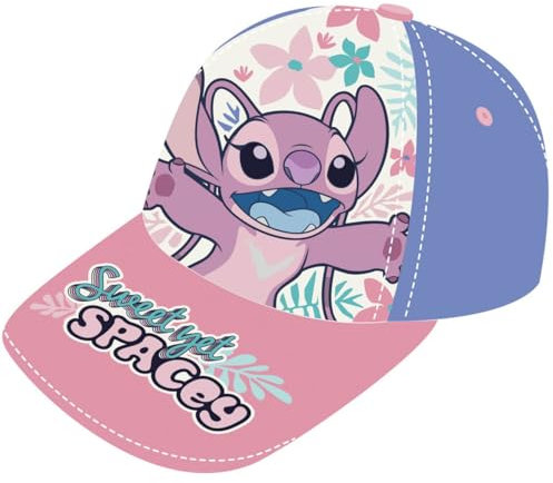 Disney Stitch und Angel Baseballkappe für Mädchen, Stitch und Engel Design Sommermütze für Mädchen, Geschenk für Kinder (DE/NL/SE/PL, Numerisch, 53, Lila)