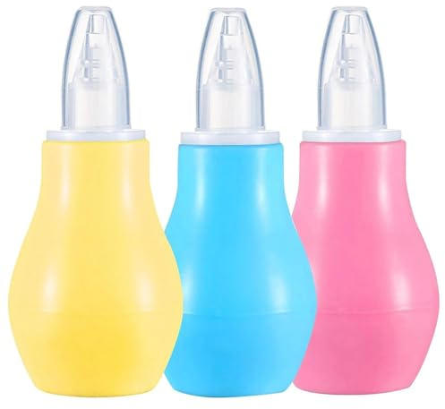 Aczyqws 3 PCS Baby Nasal Aspirator Nose Sucker for Newborn Bulb Syringe Baby Nose Nasal Cleaner Mucus Removal for Toddler Newborn,Aspirator Bulb,Bulb Syringe Baby Blue Yellow Pink