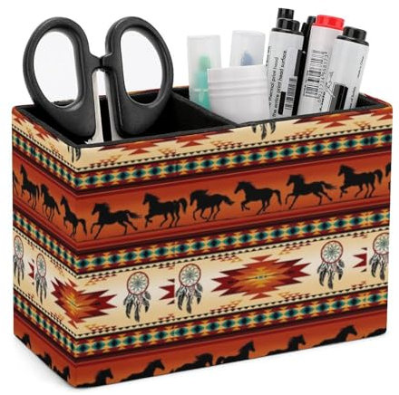JZemdybill Pot à crayons carré - Chevaux occidentaux - 15 x 11 x 7 cm