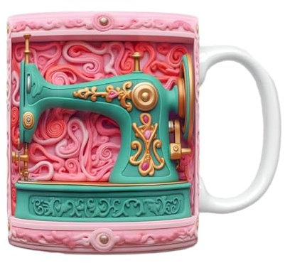 EUBEISAQI Lustige Nähtasse | Keramik-Wasserbecher – 3D-Neuheit, mikrowellengeeignet, Nähen, Quilten, Kaffeetasse für Damen, Geburtstag, Menschen, die gerne nähen