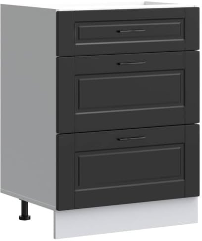 vidaXL Küchenunterschrank Porto Schwarz Holzwerkstoff, Spülenunterschrank, Küchenschrank, Küchenzeile, Unterschrank für Küche, Schrank Küche