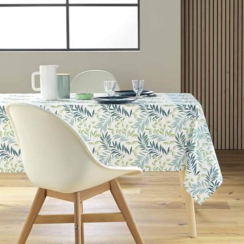 Douceur d'Intérieur, Nappe Rectangle (145 x 240 cm) Costaria Sauge, Polyester Imprimé