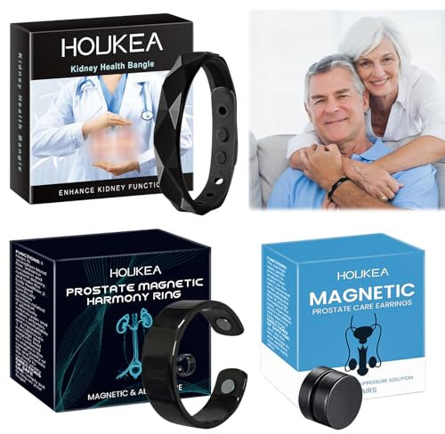 1 Stück Magnetarmband Herren Prostata Ring Copper Mag Prostata Prostata Magnet Ring Prostata Armband Magnet Armband Heilung Herren Mit 1 Ring Und 2 Paar Ohrringe (Schwarz)