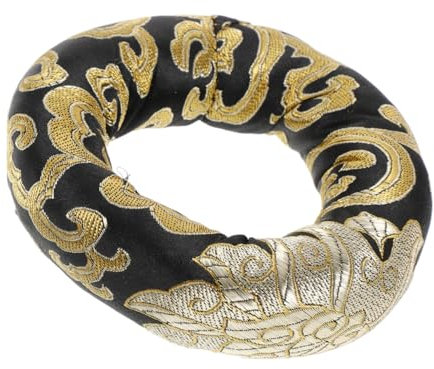 SMASOLO Handgefertigtes Klangschalenkissen Aus Rundes Meditationspolster Mit Kunstvoller Stickerei Für Yoga Und Schmuckpräsentation ø Schwarzes Design