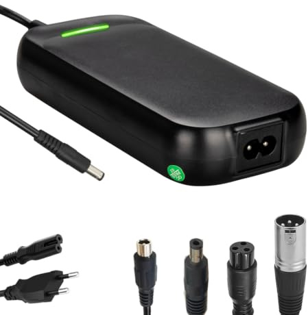 48V 2A E-Scooter, Elektroroller, Hoverboard Ladegerät, mit 4 Ladeköpfen | 48V Akku Ladegerät 54,6V 2A Netzteil für Elektrofahrräder