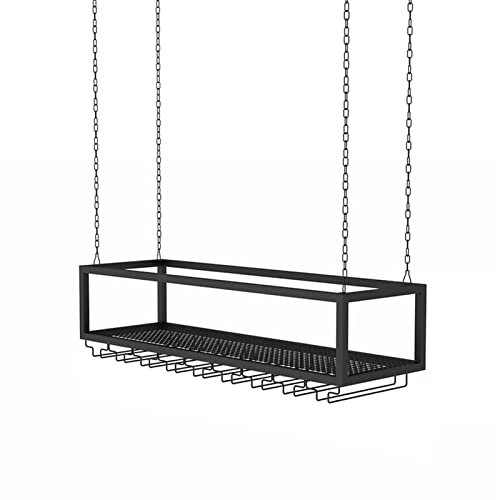 Hängender Weinglashalter mit Metall-Eisenkette, Deckenhänge-Bar-Einheit für Bars und Restaurants, schwebende Metallregale für Weinflaschen, dekoratives Regal