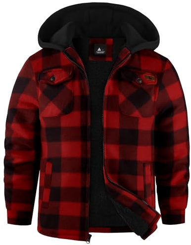 zitysport Hemdjacke Jungen Verdicken Hoodie Karierts Jacke Kinder mit Reißverschluss Warm Flanelljacke Jungen Sweatjacke Outdoor Fleecejacke Winter Jacken für Junge mit Brusttasche