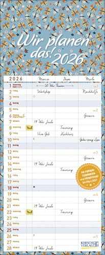 Wir planen das! - Familienplaner 2026 für 3 Personen - Korsch-Verlag - Planer mit 3 Spalten zum Eintragen - 14 cm x 34 cm