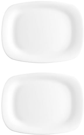 Tradineur - Pack de 2 bandejas rectangulares de vidrio opal, modelo Parma, elegantes, vajilla de cocina, aptas para lavavajillas (Blanco - 21,7 x 16,3 cm)