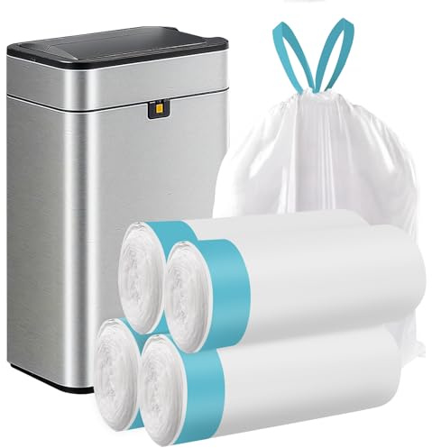 CORESLUX Bin Bags 50L Bin Liners, 100 Counts Drawstring Garbage Bags | 50 litre Drawstring Pedal Bin Bags with Blue Tie Tap Large Strong Unscented Universal Trash Bags (2 Rolls, 61cm X 70cm)