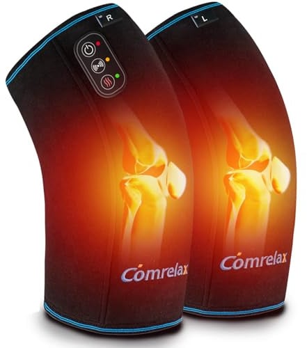 Knee Massager with Heat & Vibration, Heating Pad for Knee Pain Relief, Heating Pad for Leg Pain, Leg Massager, 3 Vibration Modes 3 Heat Levels, AC Adapter Heating Faster (No Battery)