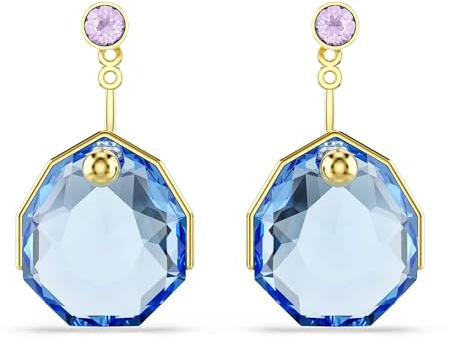 Swarovski Gema Ohrring-Jackets, Blau, Goldlegierungsschicht