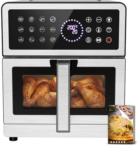 Friggitrice ad Aria 8L XXL | Airfryer Su/Giù Doppi Resistenza, Friggitrice Aria Visiva con Luce Integrata 12 Programmi 2150W Corpo in Metallo, Air Fryer con Ricettario Max 200°C Adatto All Familiare