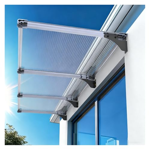Marquise De Porte Et Fenêtres Transparent, Auvent En Polycarbonate, Résistante Toit Abri Protection Contre La Pluie Et La Neige, Pour Portes D'entrée, Fenêtres, Porches Et Balcons(100x250cm/39x98)