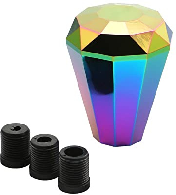 aqxreight Universeller Diamant-Schaltknauf für Manuelles Schaltgetriebe und Automatikgetriebe Im Auto, ohne Sperrknopf, 12 Mm, Passend für 10 Mm Schaltknauf, die Meisten 3 Knöpfe mit für