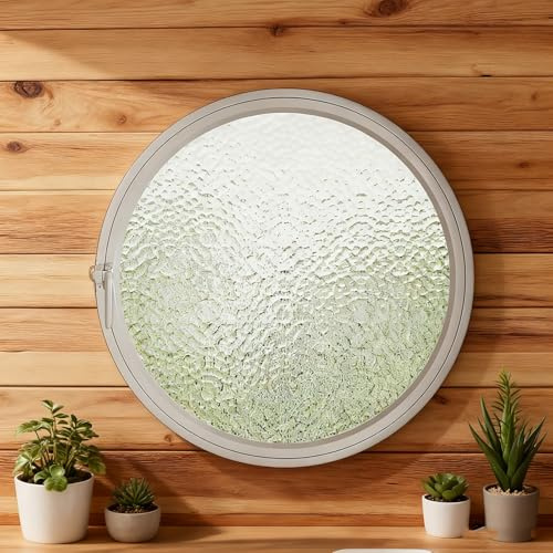 BYJSJY Rundfenster,Mittelachsdrehung,Kellerfenster,Drehfenster,Aluminium, 0,5 cm sicherheitsglas – Rundes Design für zeitgemäße Räume(White2,40cm/15.7in)