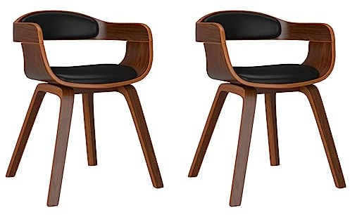 Mhdvray Esszimmerstühle 2er Set Schwarz, Ergonomische Küchenstühle mit Kunstleder und Bugholz, Gepolsterte Design-Stühle für Esszimmer und Küche, Belastbar bis 110kg