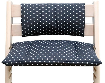 Blausberg Baby - Tripp Trapp Sitzkissen Set Junior für Stokke Hochstuhl ohne Schlitz im Sitzkissen in Dunkelgrau Stern