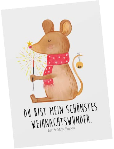 Mr. & Mrs. Panda Postkarte Maus Weihnachten - Geschenk, Einladung, Geschenkkarte, Weihnachtsgruß, Weihnachtsdeko, Winter, Ansichtskarten, Advent,