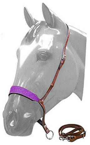 Showman Reithalfter mit Glitzer-Overlay, Leder, Rennsport, Violett