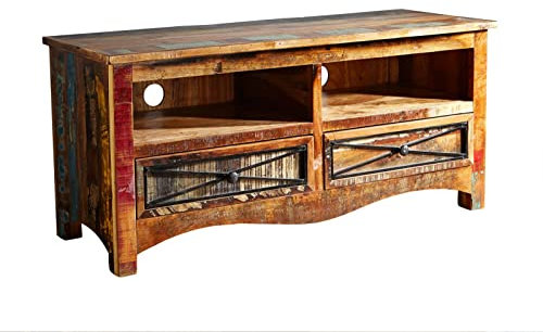 MASSIVMOEBEL24.DE | Nature of Spirit #114 TV-Möbel aus recyceltem Holz - lackiert/Mehrfarbig 121 x 45 x 56 cm