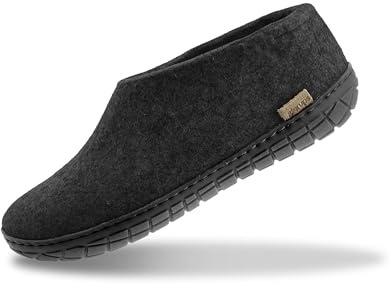 GLERUPS Indoor Outdoor Hausschuhe Herren & Frauen mit Gummisohle | Unisex Wolle Hausschuhe