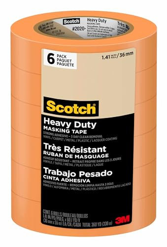 3M Scotch 2020+ Ruban de masquage robuste: 1.41 in x 60 yds. (Orange) / 6-pack