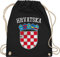 Turnbeutel Rucksack - Kroatien Wappen Hrvatska Krotatisch - Unisize - Schwarz - em 2020 fanartikel fußball tasche europameisterschaft 2024 croatia sporttasche fußball-em fussball croatian beutel
