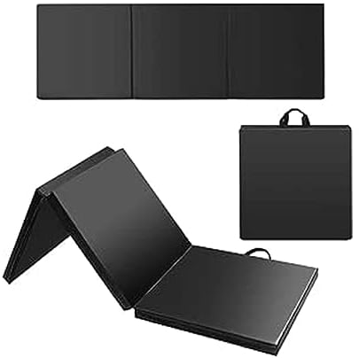 GOPLUS Weichbodenmatte, 180 x 60 x 5 cm Yogamatte rutschfest mit Klettverschlüssen & Tragegriffen, Gymnastikmatte klappbar aus PU-Leder, Turnmatte zum Trainieren von Gymnastik & Yoga (Schwarz)