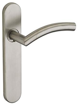THIRARD - Ensemble de Poignées pour Porte Intérieure Ouranus - Inox Brossé - Usage Pratique - Sans Trou - Carré 7 mm - Entr'Axes 195 mm - Design Élégant - Gris