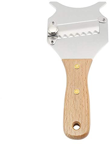 Cheese Slicer Stainless Steel Truffle Chocolate Shaver Planer Vegetable Mushrooms Cutter Adjustable Sharp Blade with Hanging Hole Wooden Handle for Kitchen Restaurant
