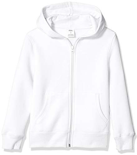 Amazon Essentials Felpe con Cappuccio Foderate in Pile con Cerniera Bambini e Ragazzi, Bianco, 3 Anni
