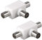 2 Stück Koax T-Adapter Koaxial Antennenverteiler 2X Stecker > 1x Kupplung IEC TV SAT