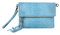 OBC Made in Italy Damen echt Leder Clutch Tasche Kroko Wildleder Handtasche Umhängetasche Ledertasche Schultertasche Fransen Cross-Over Hellblau
