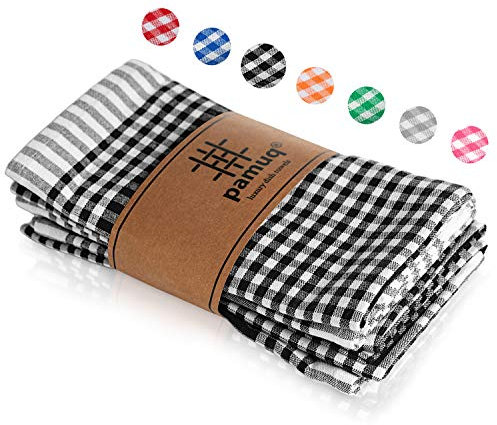 pamuq Geschirrtücher Baumwolle 100% - schwarz kariert, 5er Set, 45x65cm, mit Aufhänger - Geschirrhandtücher Baumwolle Trockentücher Küche Küchentücher Baumwolle Küchenhandtücher