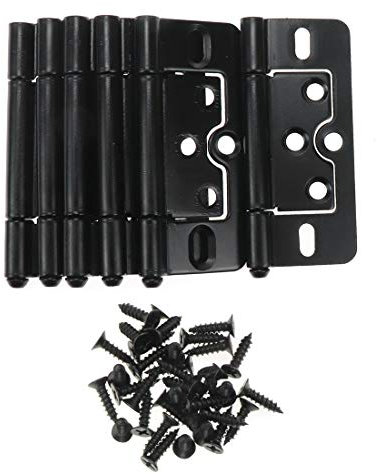 Coshar Scharniere aus Eisen, flach, schwarz, 7,6 cm, für Schrank, Kleiderschrank und Fenster, stumm und robust, 6 Stück