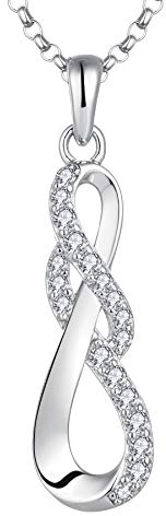 JO WISDOM Halskette Unendlichkeits Infinity Silber 925,Kette Anhänger mit 3A Zirkonia mit Weißgold plattiert,Schmuck für Frauen,Schmuck für Frauen