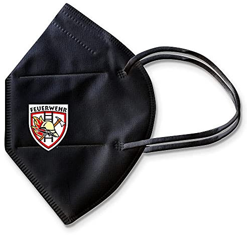 Fan-Omenal 1 Maske in Schwarz Deutsche Herstellung mit Design - Feuerwehr Wappen - 15371