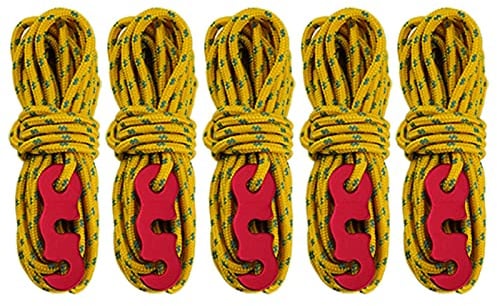 WLBON Reflektierende Spannseile mit Zeltseilspannern, hochfestes Zelt, Paracord-Vorzelt, Aluminiumschnur, Einstellset für Camping, Wandern, Reisen, Outdoor-Aktivitäten, Zubehör, 0,4 cm dick, 5 Stück