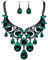 Clearine Damen Schmuckset Tribal Ethnic Kristall Chunky Erklärung Halskette baumeln Ohrringe Grün Schwarz-Ton