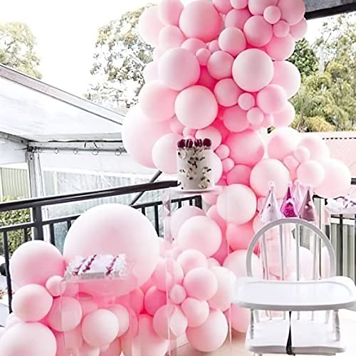 PartyWoo Light Pink Balloons 102 pcs Different Sizes of 18 12 10 5 Inch Pastel Baby Pale Pink Balloon Arch Kit Garland for Baby Shower Valentine's Day Princess Birthday Party Decorations Pink-Q05